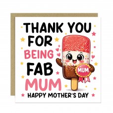Cute Mothers Day Card FAB MUM Thank You Cards For Mothers Day