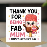 Cute Mothers Day Card FAB MUM Thank You Cards For Mothers Day