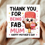 Cute Mothers Day Card FAB MUM Thank You Cards For Mothers Day