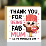 Cute Mothers Day Card FAB MUM Thank You Cards For Mothers Day