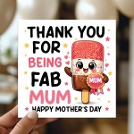 Cute Mothers Day Card FAB MUM Thank You Cards For Mothers Day