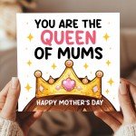 Cute Mothers Day Card Queen Of Mums Card For Mothers Day