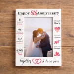 8th Anniversary Gift For Husband Wife Anniversary Frame 7x5
