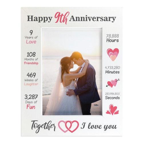 9th Anniversary Gift For Husband Wife Anniversary Frame 7x5