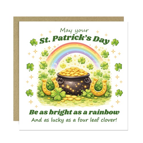 Happy St Patricks Day Card Rainbow Pot of Gold Lucky Shamrock Happy St Patricks Day Card Rainbow Pot of Gold Lucky Shamrock