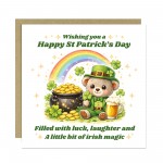 Cute St Patricks Day Card Funny Bear Irish Greeting Card