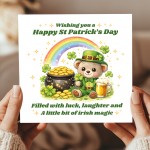 Cute St Patricks Day Card Funny Bear Irish Greeting Card