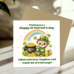 Cute St Patricks Day Card Funny Bear Irish Greeting Card