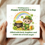 Cute St Patricks Day Card Funny Bear Irish Greeting Card