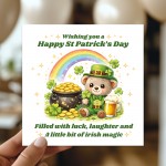 Cute St Patricks Day Card Funny Bear Irish Greeting Card