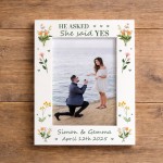 Personalised Engagement Photo Frame 7x5 He Asked She Said Yes