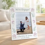 Personalised Engagement Photo Frame 7x5 We're Engaged Floral