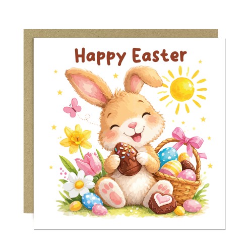 Happy Easter Greetings Cards For Kids and Children Cute Bunny