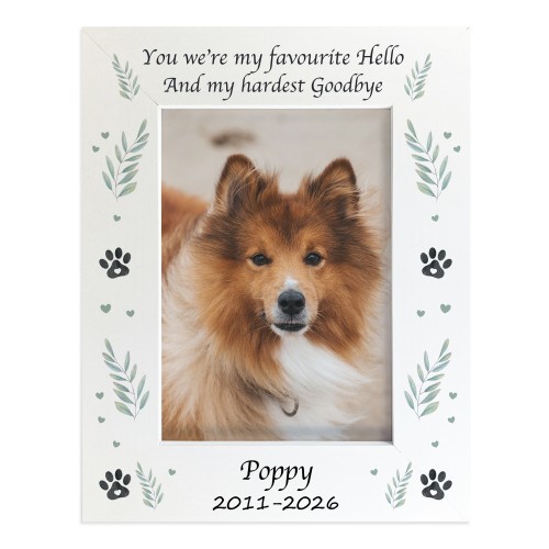 Personalised Dog Memorial Photo Frame 7x5 Hardest Goodbye Pet