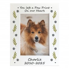 Personalised Dog Memorial Photo Frame 7x5 Paw Print Pet Loss