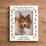 Personalised Dog Memorial Photo Frame 7x5 Paw Print Pet Loss Personalised Dog Memorial Photo Frame 7x5 Paw Print Pet Loss