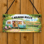 Caravan Rules Novelty Hanging Plaque Campervan Garden Sign