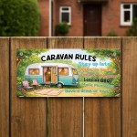 Caravan Rules Novelty Hanging Plaque Campervan Garden Sign