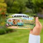 Caravan Rules Novelty Hanging Plaque Campervan Garden Sign