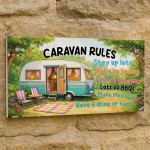 Caravan Rules Novelty Hanging Plaque Campervan Garden Sign