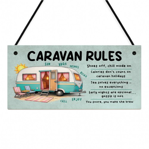 Funny Caravan Rules Hanging Plaque Novelty Caravan Decor Signs