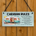 Funny Caravan Rules Hanging Plaque Novelty Caravan Decor Signs