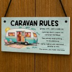 Funny Caravan Rules Hanging Plaque Novelty Caravan Decor Signs
