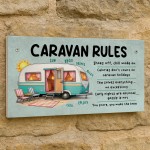 Funny Caravan Rules Hanging Plaque Novelty Caravan Decor Signs