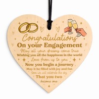 Congratulations On Your Engagement Gift For Couple Wooden Heart