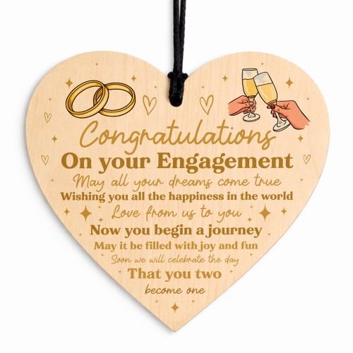Congratulations On Your Engagement Gift For Couple Wooden Heart