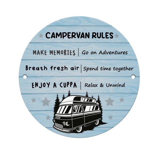 Campervan Rules Sign Hanging Acrylic Wall Door Sign Caravan Sign
