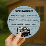 Campervan Rules Sign Hanging Acrylic Wall Door Sign Caravan Sign