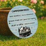 Campervan Rules Sign Hanging Acrylic Wall Door Sign Caravan Sign