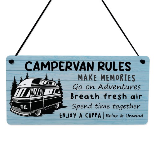 Campervan Rules Hanging Sign Camper Van Accessories Home Decor