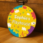 Personalised Kids Playhouse Sign Colourful Garden Playhouse