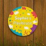 Personalised Kids Playhouse Sign Colourful Garden Playhouse