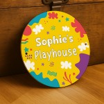 Personalised Kids Playhouse Sign Colourful Garden Playhouse
