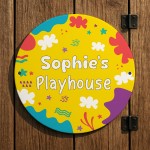 Personalised Kids Playhouse Sign Colourful Garden Playhouse