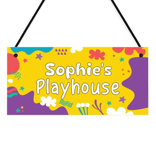 Personalised Kids Playhouse Sign Colourful Garden Playhouse Door