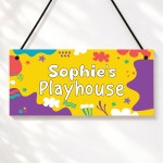 Personalised Kids Playhouse Sign Colourful Garden Playhouse Door