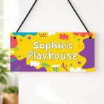Personalised Kids Playhouse Sign Colourful Garden Playhouse Door