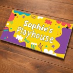 Personalised Kids Playhouse Sign Colourful Garden Playhouse Door