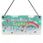 Personalised Playhouse Sign Kids Rainbow Garden Playhouse Sign