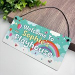 Personalised Playhouse Sign Kids Rainbow Garden Playhouse Sign