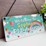 Personalised Playhouse Sign Kids Rainbow Garden Playhouse Sign