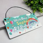 Personalised Playhouse Sign Kids Rainbow Garden Playhouse Sign