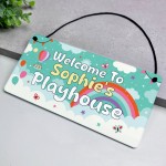 Personalised Playhouse Sign Kids Rainbow Garden Playhouse Sign