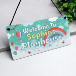 Personalised Playhouse Sign Kids Rainbow Garden Playhouse Sign