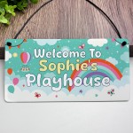 Personalised Playhouse Sign Kids Rainbow Garden Playhouse Sign