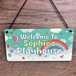 Personalised Playhouse Sign Kids Rainbow Garden Playhouse Sign
